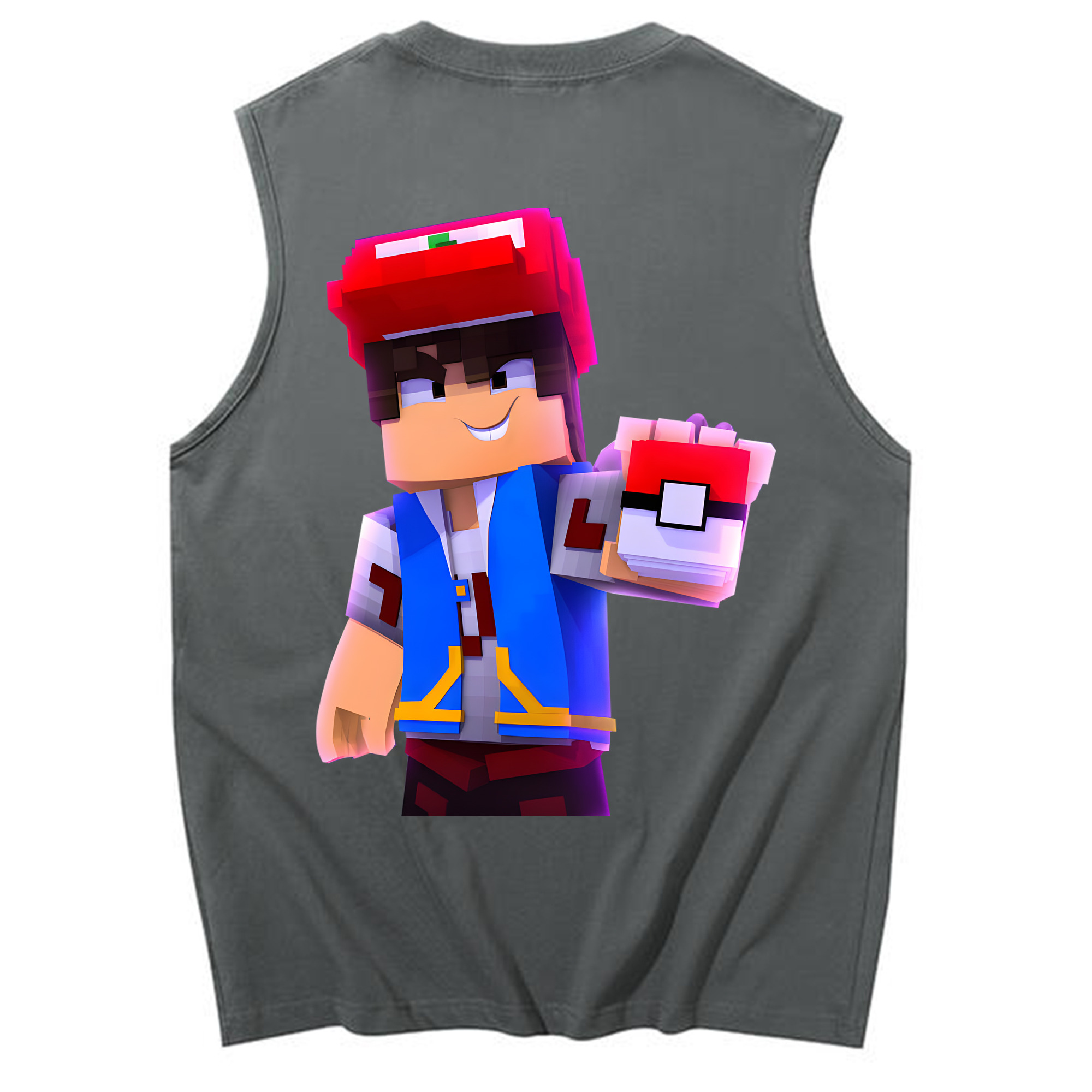 （画像用） マインクラフト ブロックの世界 Minecraft MC Block world コットン100％タンクトップ（背面プリント）